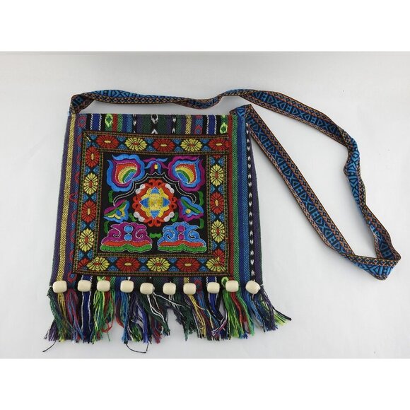 Unbranded Handbags - Boho Ethnic Embroidered Crossbody Bag Festival Hippie Purse Fringe Strap Tribal